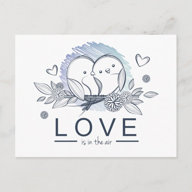 Carte Postale Lovebirds Purple Love Wedding (Devant)