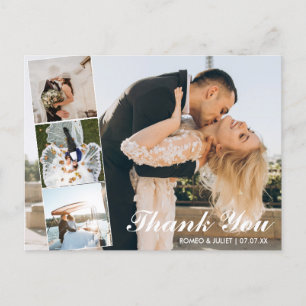 Carte Postale Lovely Elegant 4 Photo Collage Mariage Merci P