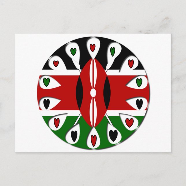Carte Postale Lovely Hearts Kenya : Drapeau Art Motif (Devant)