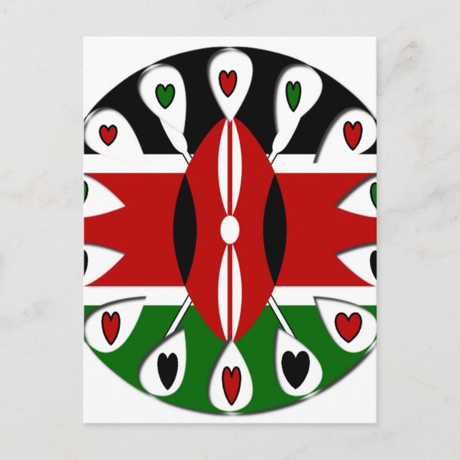 Carte Postale Lovely Hearts Kenya : Drapeau Art Motif (Devant)