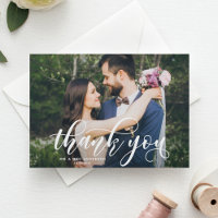 Lovely Modern Calligraphie Mariage Photo Merci