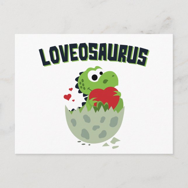 Carte Postale Loveosaurus Saint Valentin Dinosaur Dino Cute (Devant)