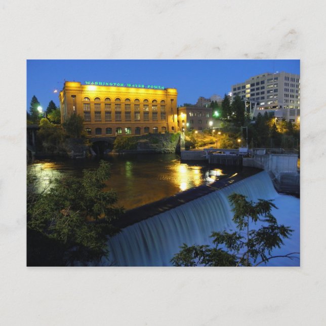 Carte Postale Lower Spokane Falls et Washington Water Power. (Devant)