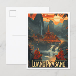 Carte Postale Luang Prabang Laos Illustration de voyage d'art Vi
