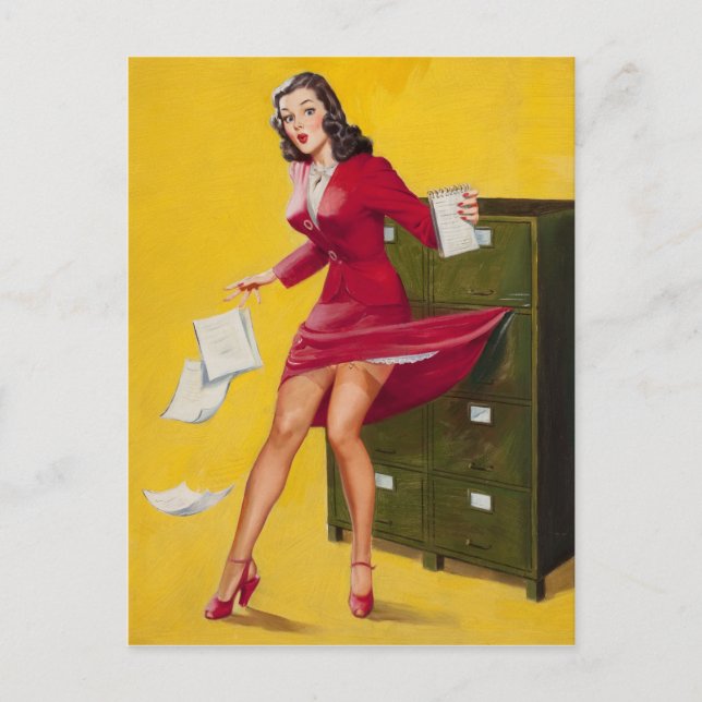 Carte Postale Lubberly Secrétaire PinUp (Devant)