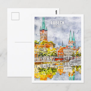 Carte Postale Lubeck Allemagne Fameux Voyage Aquarelle croquis