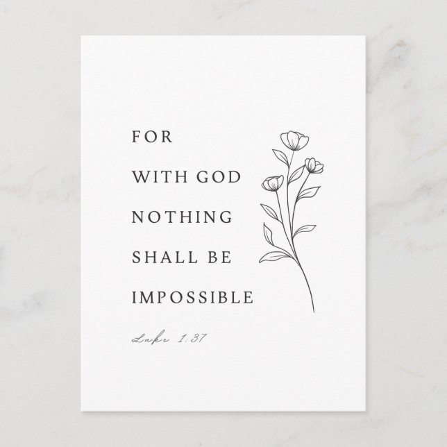 Carte Postale Luc 1:37 Verset biblique (Devant)