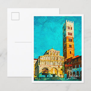 Carte Postale Lucca Italie Belle Peinture Paint Ville