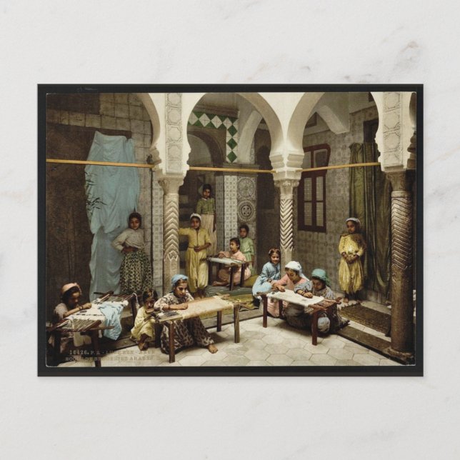 Carte Postale Luce Ben Aben, Ecole de Broderie Arabe, Alger, (Devant)