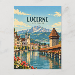 Carte Postale Lucerne Suisse Art de Voyage Vintage
