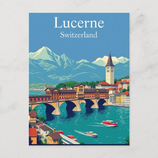 Carte Postale Lucerne, Suisse Voyage Alpine Townscape (Devant)