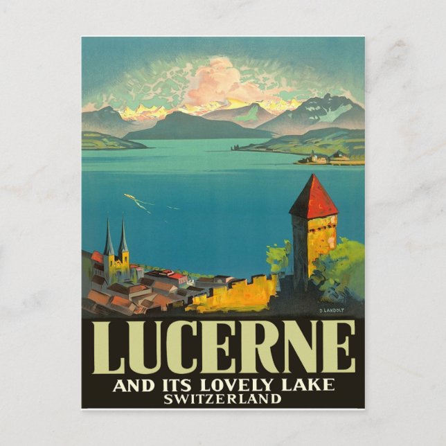 Carte Postale Lucerne, Suisse, vue sur le lac et les montagnes (Devant)