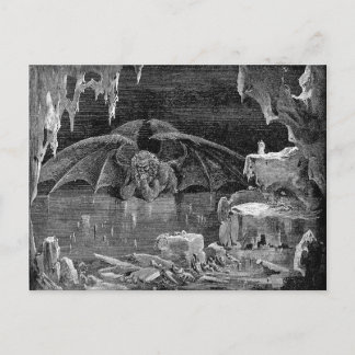 Carte Postale Lucifer Vintage Woelcut Engraving Goth Art