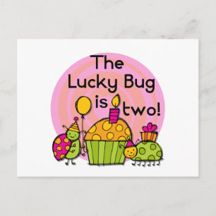Carte Postale Lucky Bug Cupcake 2e Anniversaire T-shirts et cade