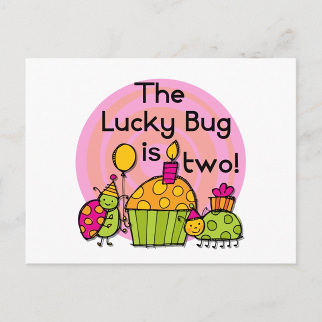 Carte Postale Lucky Bug Cupcake 2e Anniversaire T-shirts et cade (Devant)