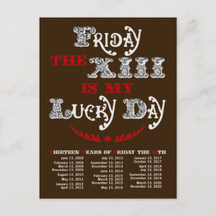 Carte Postale Lucky Friday la 13th Dark Postcard