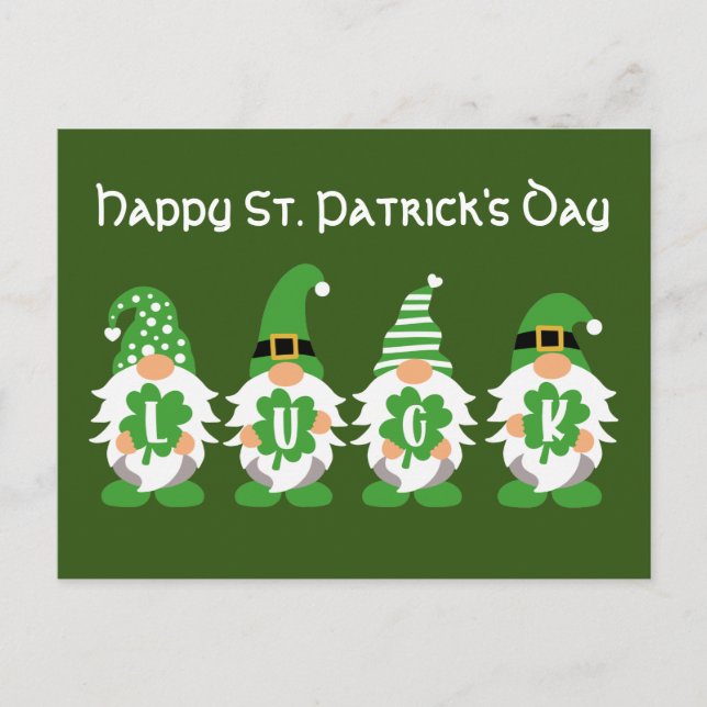 Carte Postale Lucky Gnomes Jour de la Saint Patrick (Devant)