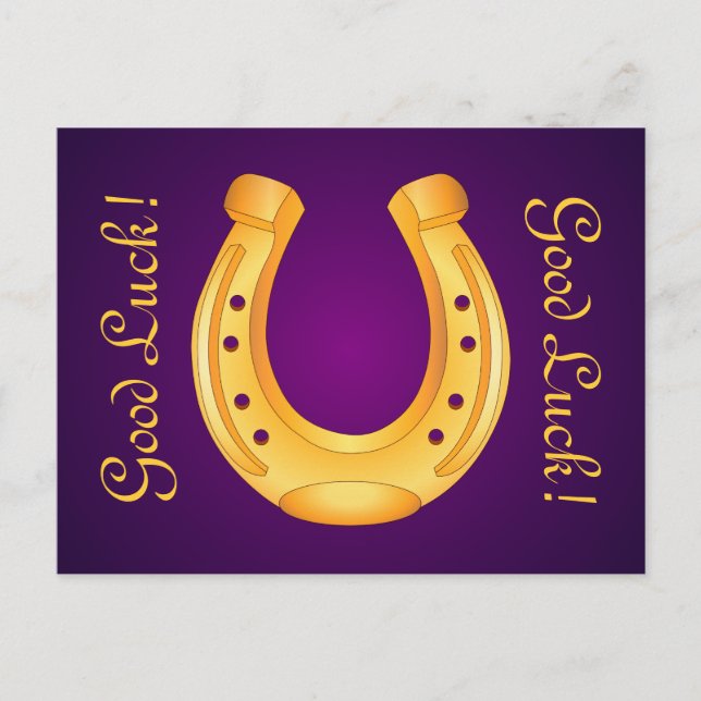 Carte Postale Lucky Golden Horseshoe Bonne chance Deep Purple (Devant)