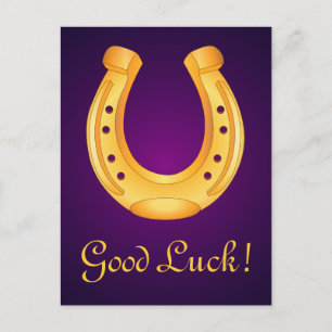 Carte Postale Lucky Golden Horseshoe Bonne chance Deep Purple