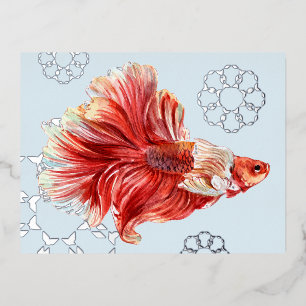 Carte postale Lucky Goldfish & Bubbles Foil