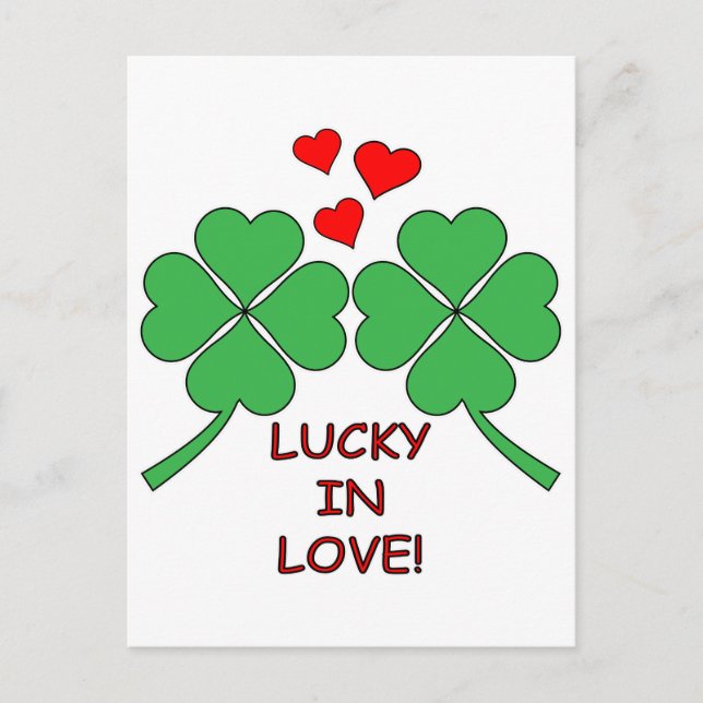 Carte Postale Lucky In Love Hearts Clover (Devant)