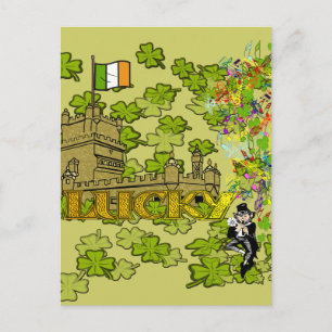 Carte Postale Lucky Leprechaun et son château irlandais