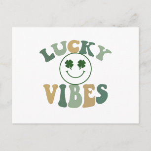 Carte Postale Lucky Vibes Retro St Patrick's Day Shamrock irland
