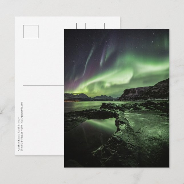 Carte Postale Lueurs boréales Norvège (Devant / Derrière)
