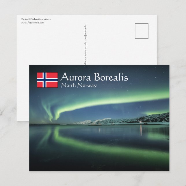 Carte Postale Lueurs boréales Norvège (Devant / Derrière)
