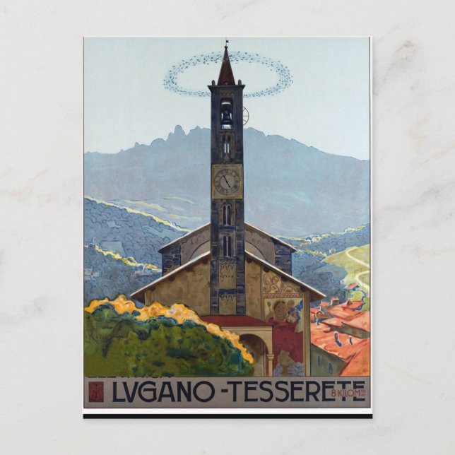 Carte Postale Lugano Tesserete, Église du village, Suisse (Devant)
