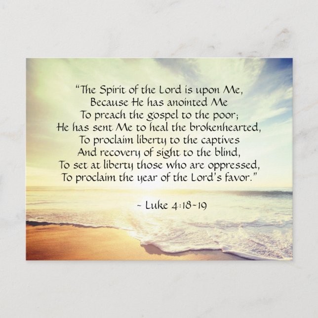 Carte Postale Luke 4:18-19, "The Spirit of the Lord is upon Me" (Devant)