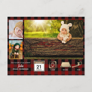 Carte Postale Lumberjack BABY STATS Photo Collage Faire-part
