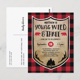 Carte Postale Lumberjack Young Wild et Three Birday Party