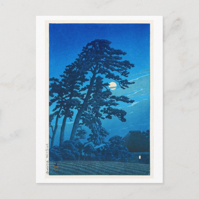Carte Postale Lumière de la lune à Magome, Hasui Kawase, Woodcut (Devant)