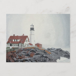 Carte Postale Lumière de tête Portland dans le brouillard