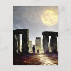 Carte Postale Lumière Lune sur l'Art numérique de Stonehenge