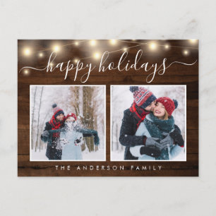 Carte Postale Lumières à cordes en bois rustique 2 vacances phot