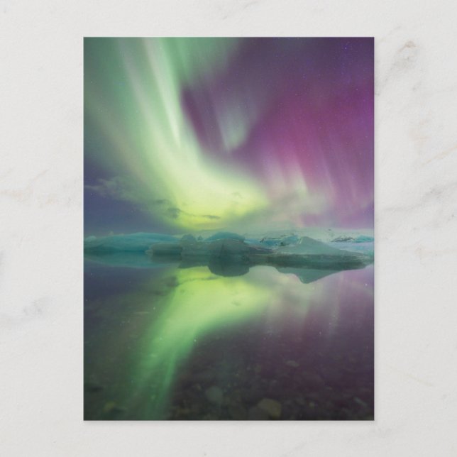 Carte Postale Lumières Aurora dans la lagune | Jokulsarlon, Isla (Devant)