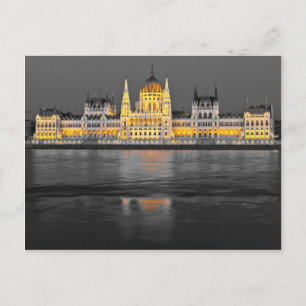 Carte Postale Lumières Budapest Noir, Blanc et Jaune