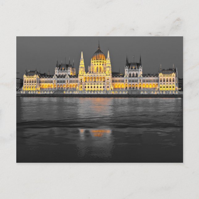 Carte Postale Lumières Budapest Noir, Blanc et Jaune (Devant)