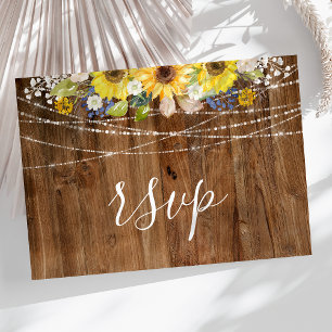 Carte Postale Lumières de Chaîne de Tournesol Rustique Mariage R