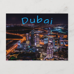 Carte Postale Lumières de la ville de Dubaï la nuit