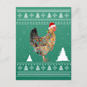 Carte Postale Lumières de poulets avec le pyjama de Noël du Père