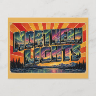 Carte Postale Lumières du Nord Art Vintage du Ciel Nocturne d'Al