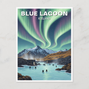 Carte Postale Lumières du Nord Islande Blue Lagoon Voyage