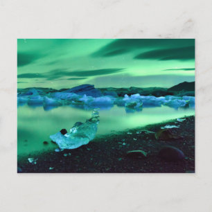 Carte Postale Lumières du Nord sur le lac Jokulsarlon, Islande