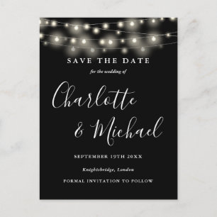 Carte Postale Lumières Guirlandes Mariage Noir Blanc Enregistrer
