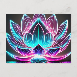 Carte Postale Lumières laser néon EDM Fleur de lotus Illuminatio
