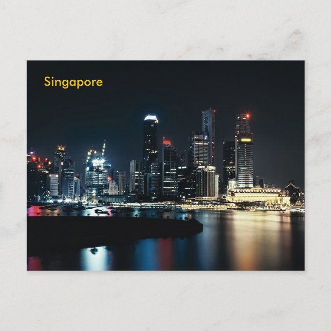 Carte Postale Lumières nocturnes de Singapour (Devant)
