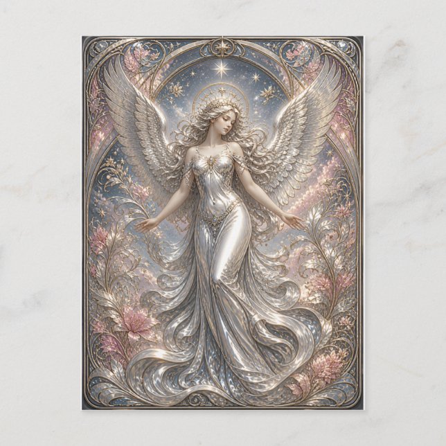 Carte Postale Lumina Ascendant – Portrait d'Ange Céleste (Devant)